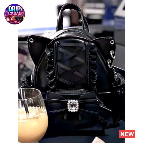Gothic Lolita Mini Backpack Cat Ear Drawstring Y2K Japanese Style Cute main image 4